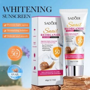 SADOER Snail Recombinant Collagen Whitening Sunscreen 60g Moisturizing Anti-UV Manufacturer Wholesale OEM Private Label